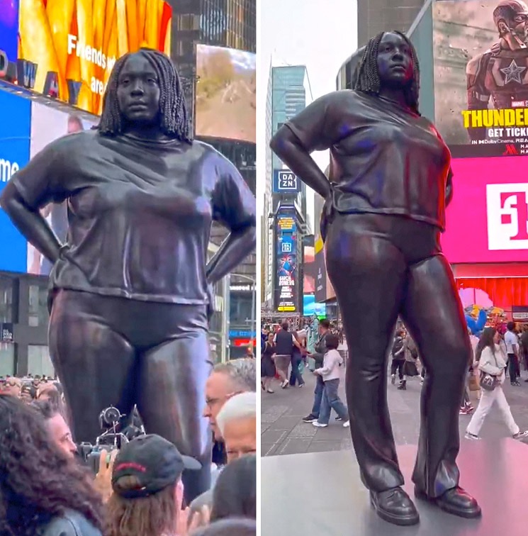 12-foot-tall African American woman statue in Times Square