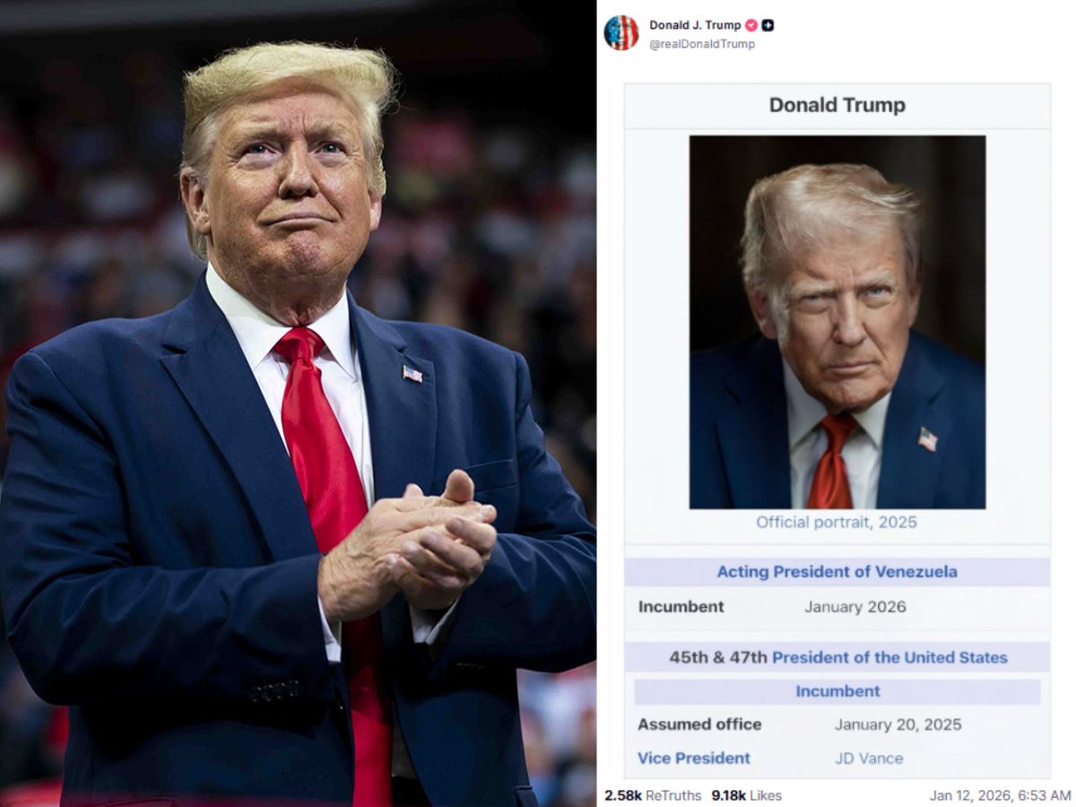 US President Trump posts image of himself as "Acting President of Venezuela" after capturing the country's president